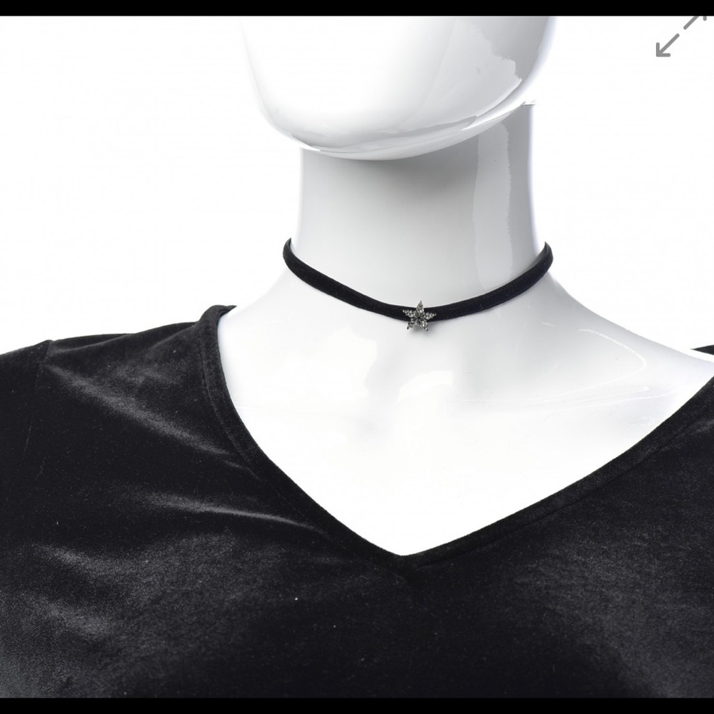 CHRISTIAN DIOR Velvet Crystal star choker necklace